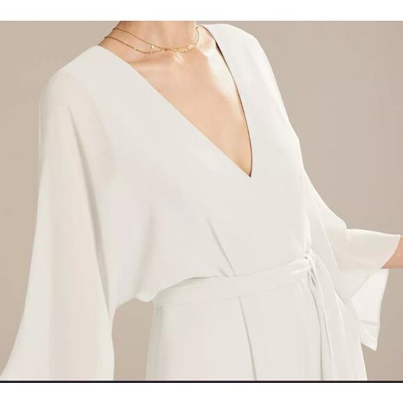 AW BRIDAL 10 L ivory Flossie wedding guest wide leg jumpsuit NEW b20 - Picture 1 of 12